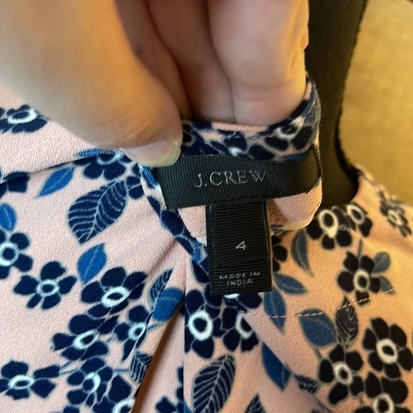 J. Crew Size 4 Surplice Peplum Floral Top Pink Blue Spring Flowers Tailored - Picture 7 of 9